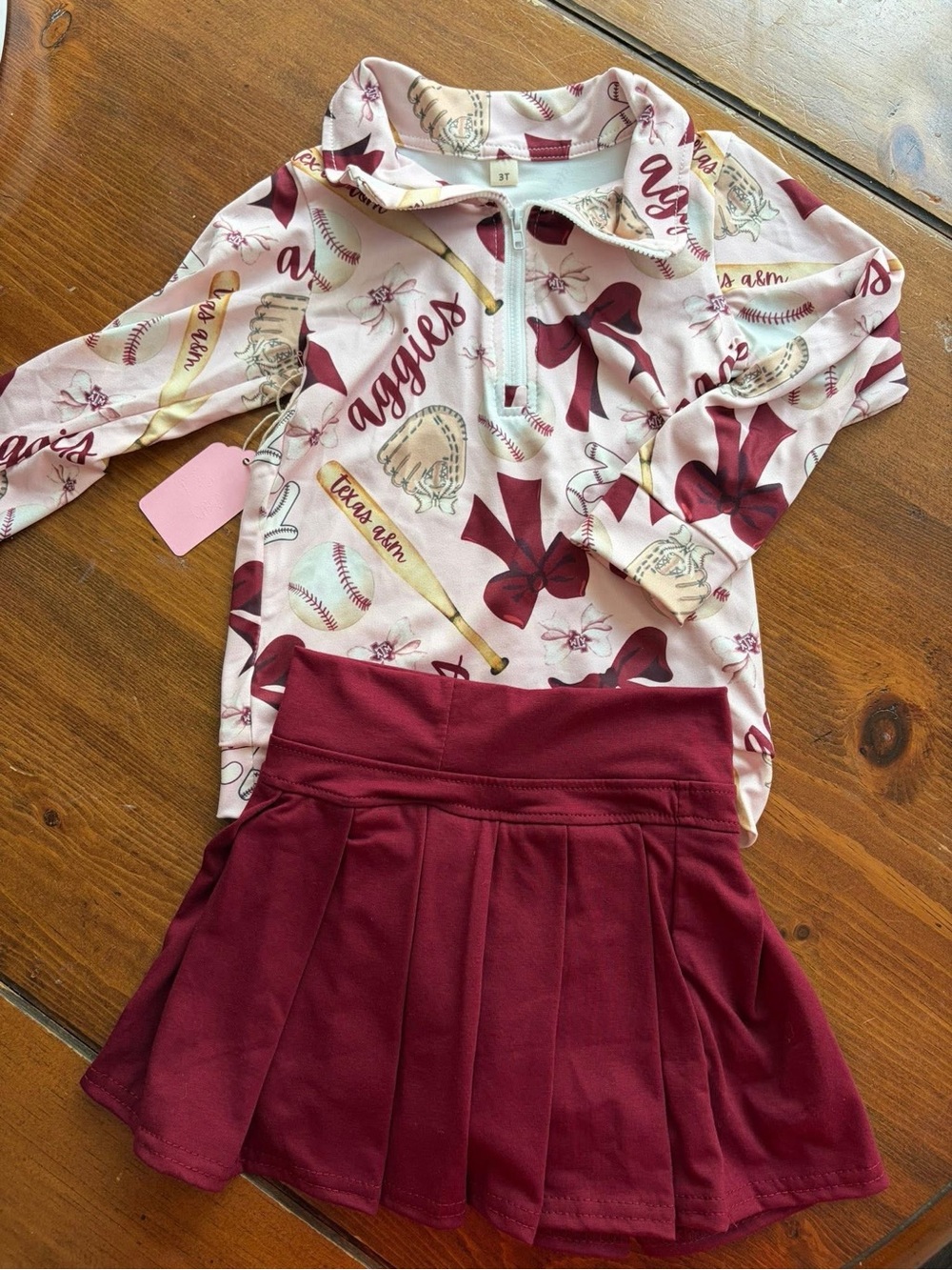 Texas A&M Baseball Athletic Skort with Quarter Zip Top